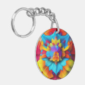 Kleurrijk bloemenmandala ontwerp sleutelhanger (Voorkant Links)