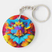 Kleurrijk bloemenmandala ontwerp sleutelhanger (Achterkant)
