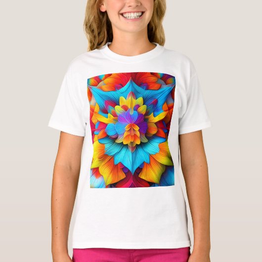 Kleurrijk bloemenmandala ontwerp t-shirt (Voorkant)