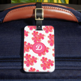 Kleurrijk bloemenmodern monogram bagagelabel