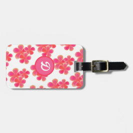 Kleurrijk bloemenmodern monogram bagagelabel