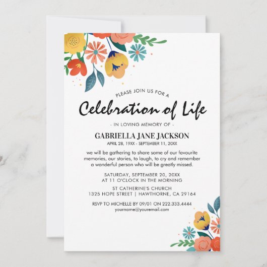 Kleurrijk Bloemenmonument | Viering van het leven Kaart (Voorkant)