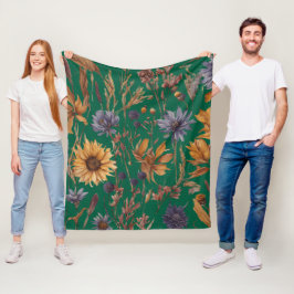 Kleurrijk bloemenmotief fleece deken