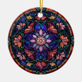Kleurrijk bloemenmozaïek keramisch ornament