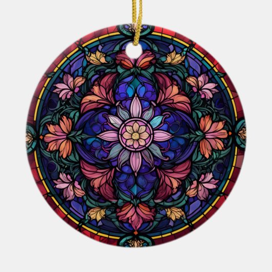 Kleurrijk bloemenmozaïek keramisch ornament (Voorkant)