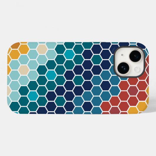 Kleurrijk bloemenmozaïek zeshoek patroon Case-Mate iPhone case (Achterkant (horizontaal))