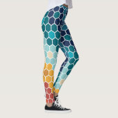 Kleurrijk bloemenmozaïek zeshoek patroon leggings (Rechts)