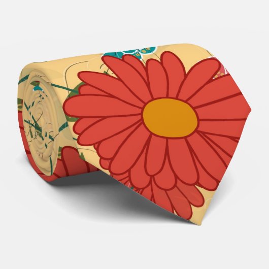 Kleurrijk bloemenontwerp 2 stropdas (Opgerold)