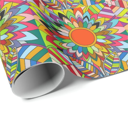 kleurrijk bloemenontwerp mandala yaei cadeaupapier (Rol Hoek)