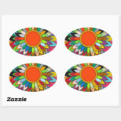 kleurrijk bloemenontwerp mandala yaei ovale sticker (Vel)