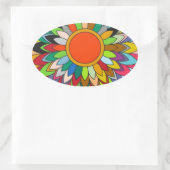 kleurrijk bloemenontwerp mandala yaei ovale sticker (Tas)