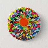 kleurrijk bloemenontwerp mandala yaei ronde button 5,7 cm (Voorkant)