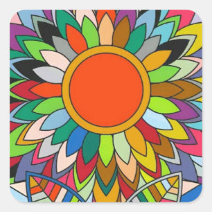 kleurrijk bloemenontwerp mandala yaei vierkante sticker