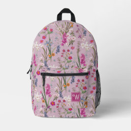  Kleurrijk Bloemenpatroon Licht Paarse Bedrukte Rugzak