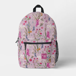  Kleurrijk Bloemenpatroon Licht Paarse Bedrukte Rugzak