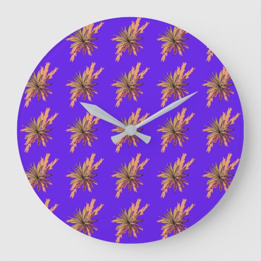 Kleurrijk bloemenpatroon op Paarse achtergrond Grote Klok (Voorkant)