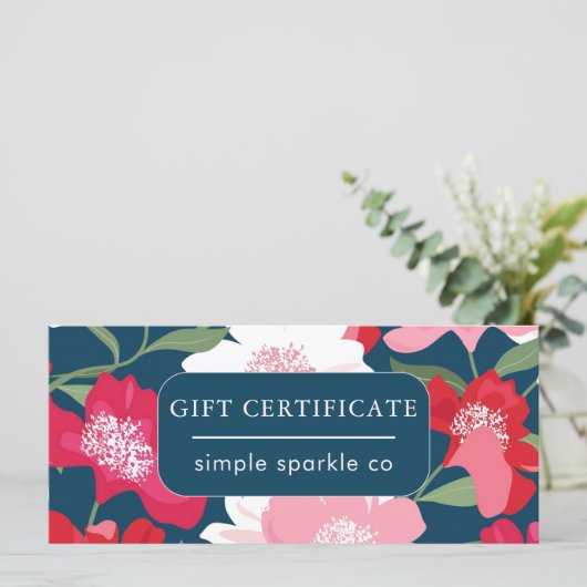 Kleurrijk Bloemenpatroon Roze Blauw Cadeaubon (Staand voorkant)