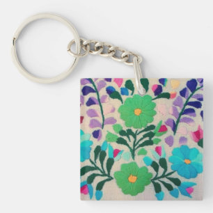 Kleurrijk Bloemenpatroon Sleutelhanger