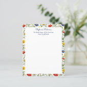 Kleurrijk Bloemenrand Briefpapier (Staand voorkant)