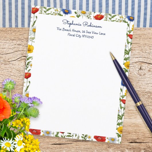 Kleurrijk Bloemenrand Briefpapier