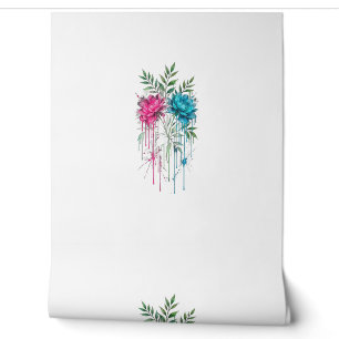Kleurrijk Bloemenschilderwerk Drip Watercolor Beha Behang
