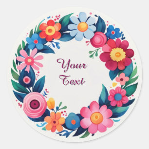 Kleurrijk bloemenslingel ontwerp ronde sticker