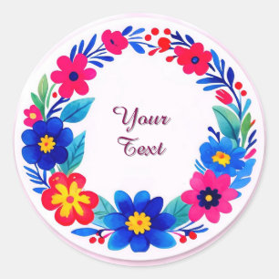 Kleurrijk bloemenslingel ontwerp ronde sticker