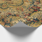 Kleurrijk  bloementapijtpatroon cadeaupapier (Hoek)