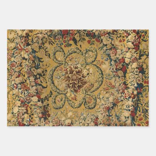 Kleurrijk  bloementapijtpatroon inpakpapier vel (Voorkant 3)