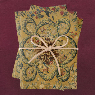 Kleurrijk bloementapijtpatroon inpakpapier vel