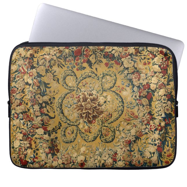 Kleurrijk  bloementapijtpatroon laptop sleeve (Voorkant)