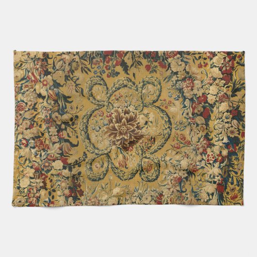 Kleurrijk bloementapijtpatroon theedoek (Horizontaal)