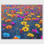 Kleurrijk bloemenveld cadeaupapier (Vlak)