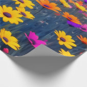 Kleurrijk bloemenveld cadeaupapier (Hoek)