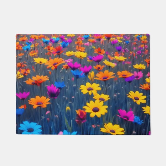 Kleurrijk bloemenveld deurmat (Voorkant)