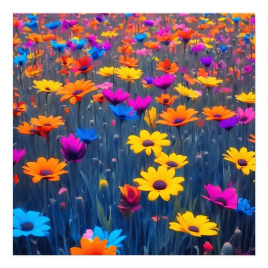 Kleurrijk bloemenveld foto afdruk (Voorkant)