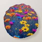Kleurrijk bloemenveld rond kussen (Achterkant)