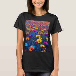 Kleurrijk bloemenveld t-shirt
