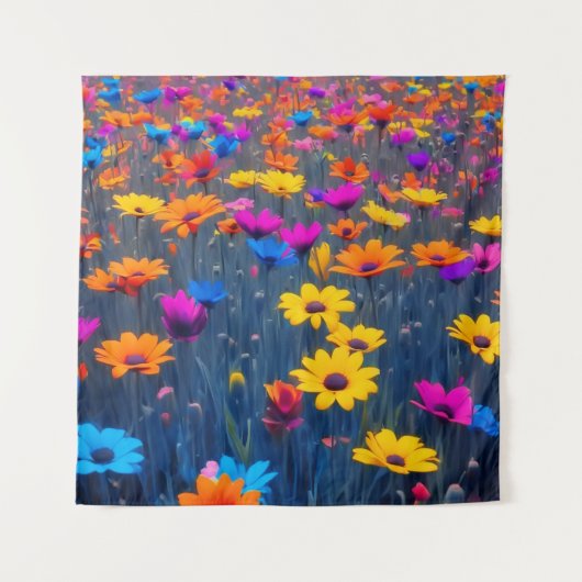 Kleurrijk bloemenveld wandkleed (Voorkant)