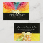 Kleurrijk bloemgoud geborsteld afsprakenkaartje (Voorkant / Achterkant)