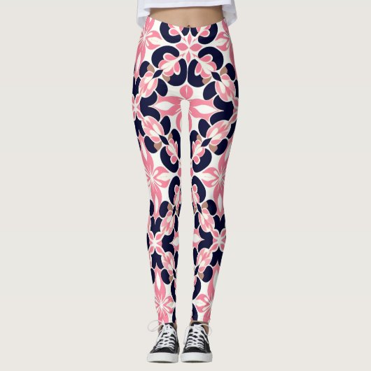 Kleurrijk Bloemig Abstract Patroon Leggings (Voorkant)
