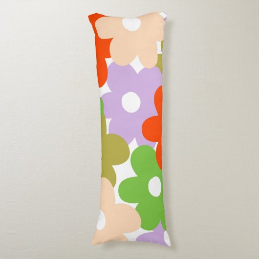 Kleurrijk bloemig eenvoudig tropisch bloempatroon lichaamskussen (Voorkant Verticaal)