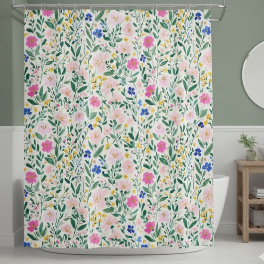 Kleurrijk Bloemig Gordijn voor de Douche