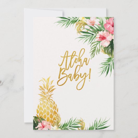 Kleurrijk bloemig goud ananas Baby shower Kaart (Achterkant)