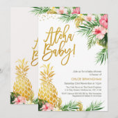 Kleurrijk bloemig goud ananas Baby shower Kaart (Voorkant / Achterkant)