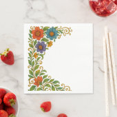 Kleurrijk Bloemig Hoekrandontwerp Servet (Insitu)