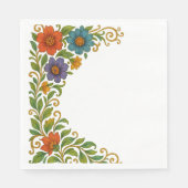 Kleurrijk Bloemig Hoekrandontwerp Servet (Voorkant)