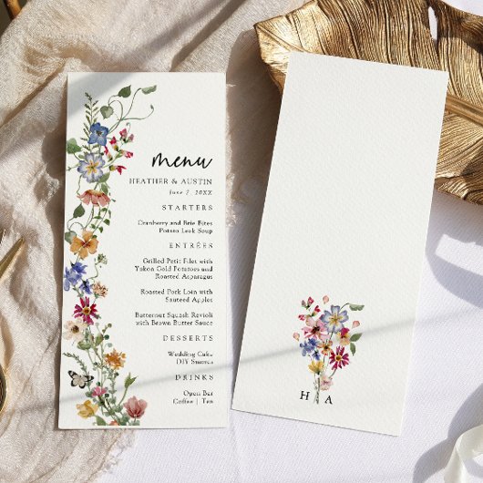 Kleurrijk Bloemig Huwelijksmenu Menu
