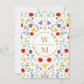 Kleurrijk Bloemig Monogram Foto Wit Save the Date (Achterkant)