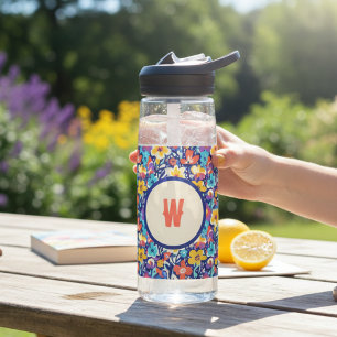 Kleurrijk Bloemig Monogram – Helder Sportief Cadea Waterfles